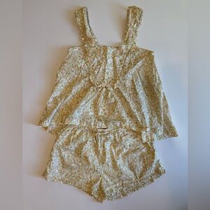 Piyama Elsie Sleep Set Floral Sleeveless Top and Shorts Pajama Set